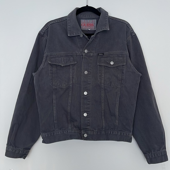Guess Other - Vintage 90s Guess Authentic Jeans Gray Denim Jacket Mens Made in USA Size M